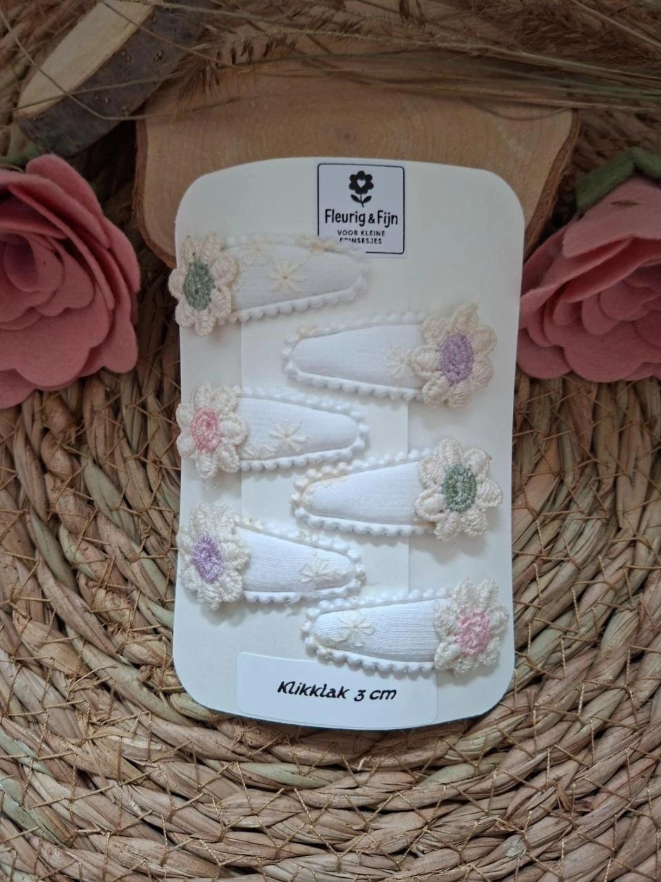 Set van 5 klikklak met zachte pastel kleurtjes